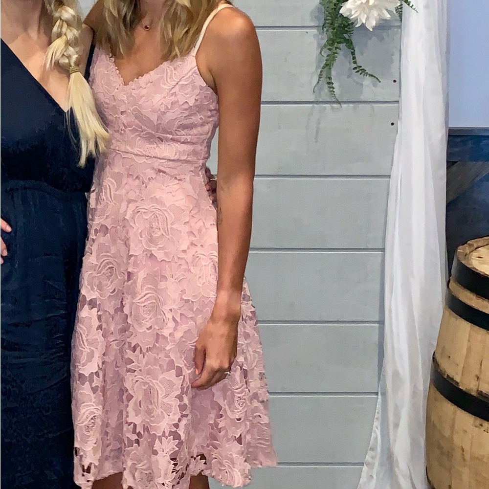 Elegant Pink Lace Dress